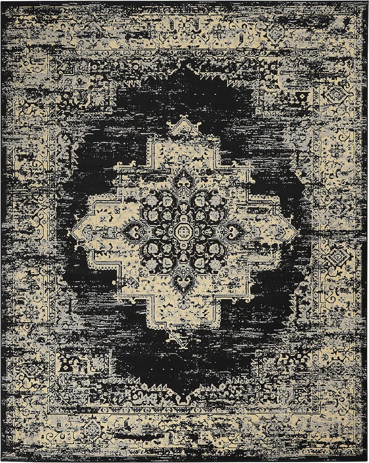 Elegant Black Medallion 8' x 10' Synthetic Area Rug