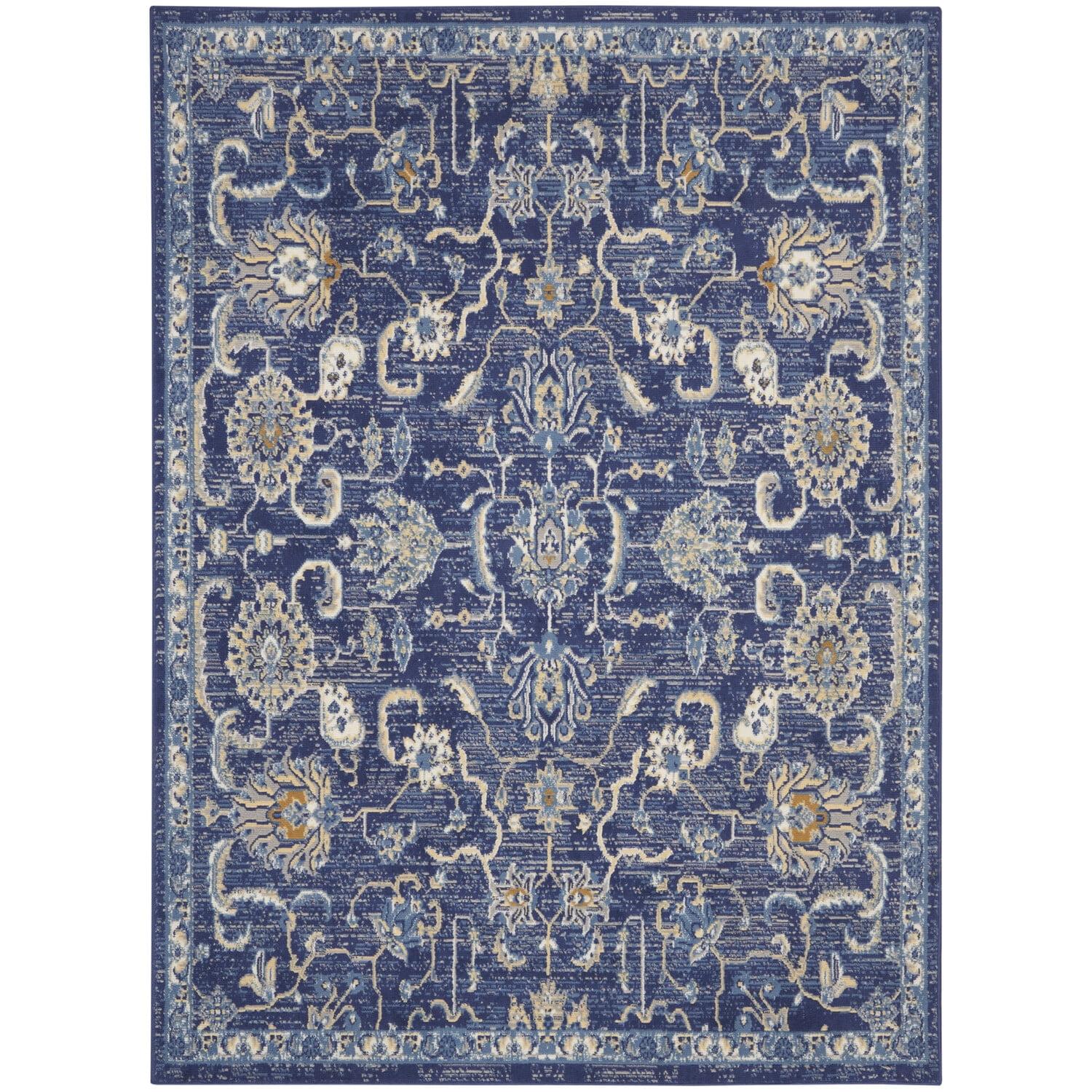 Navy Blue 5' x 7' Synthetic Traditional Area Rug