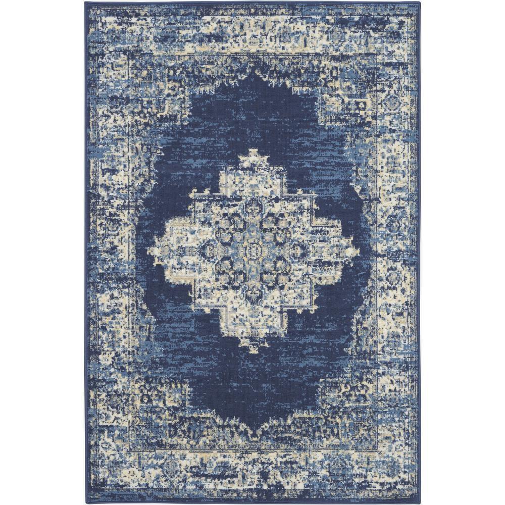 Charlton Home® Golter Grafix 5'3" X 7'3" Navy Blue Vintage Indoor Rug