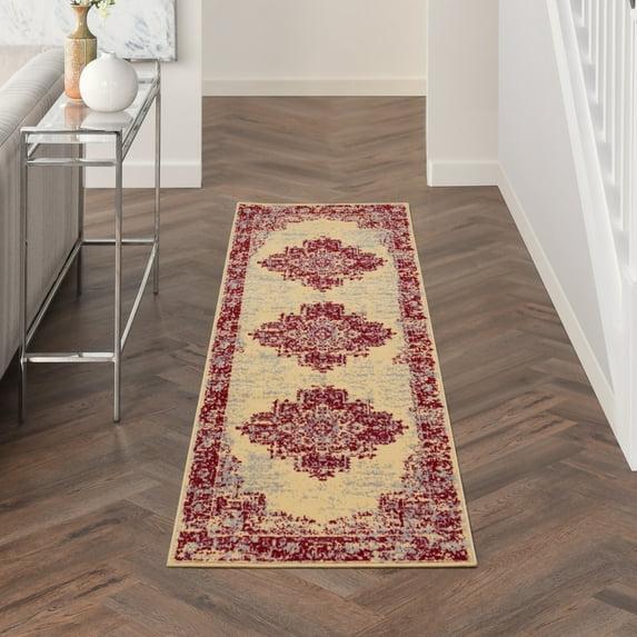 Nourison Grafix GRF14 Indoor Area Rug - Cream/Red 2'3" x 7'6"