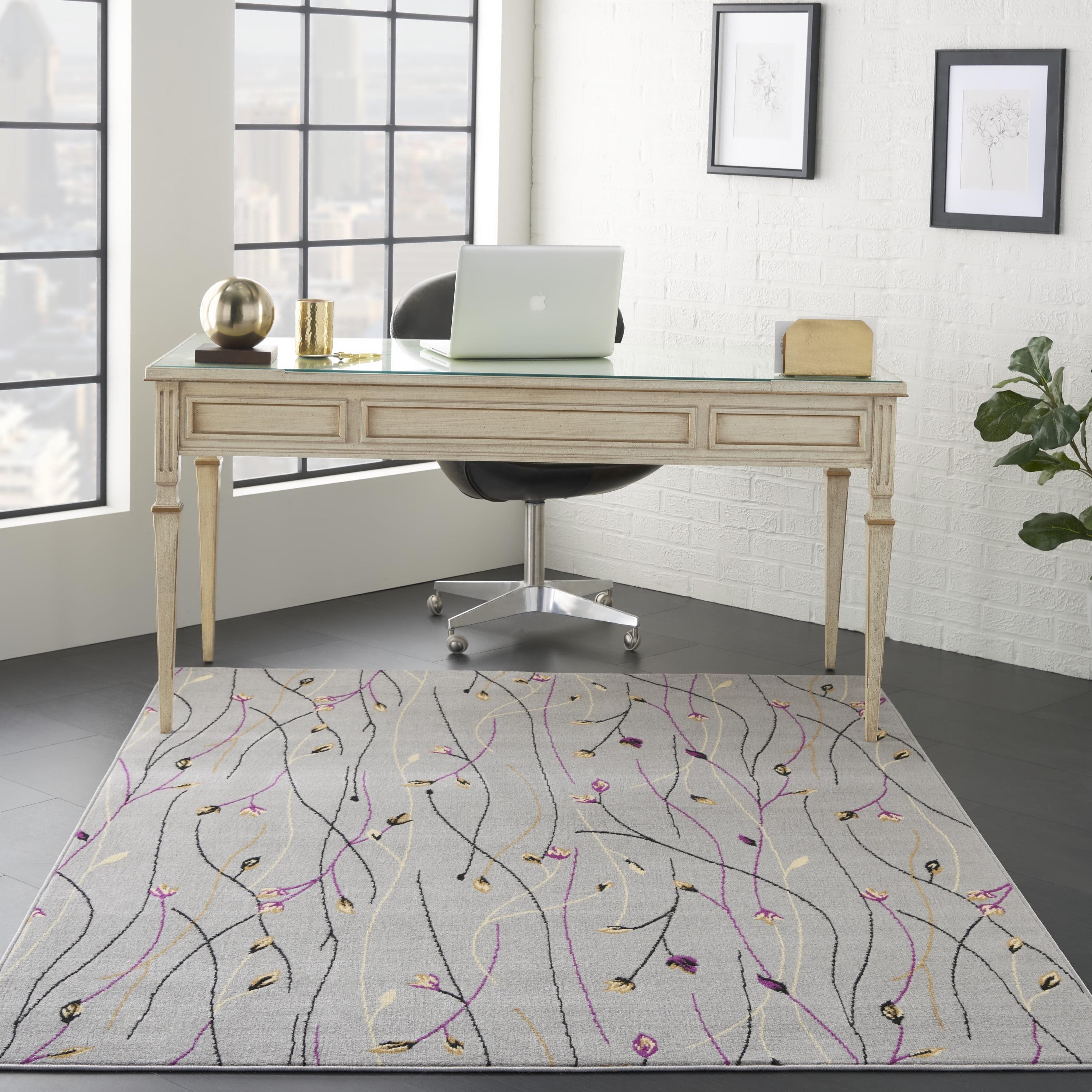 Handmade Medium Grey Floral Synthetic 5' x 7' Area Rug