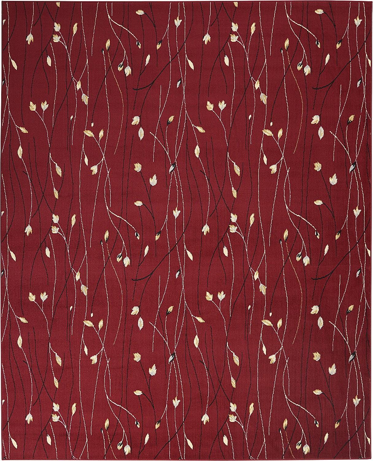 Floral Radiance Red and Grey 8' x 10' Synthetic Area Rug