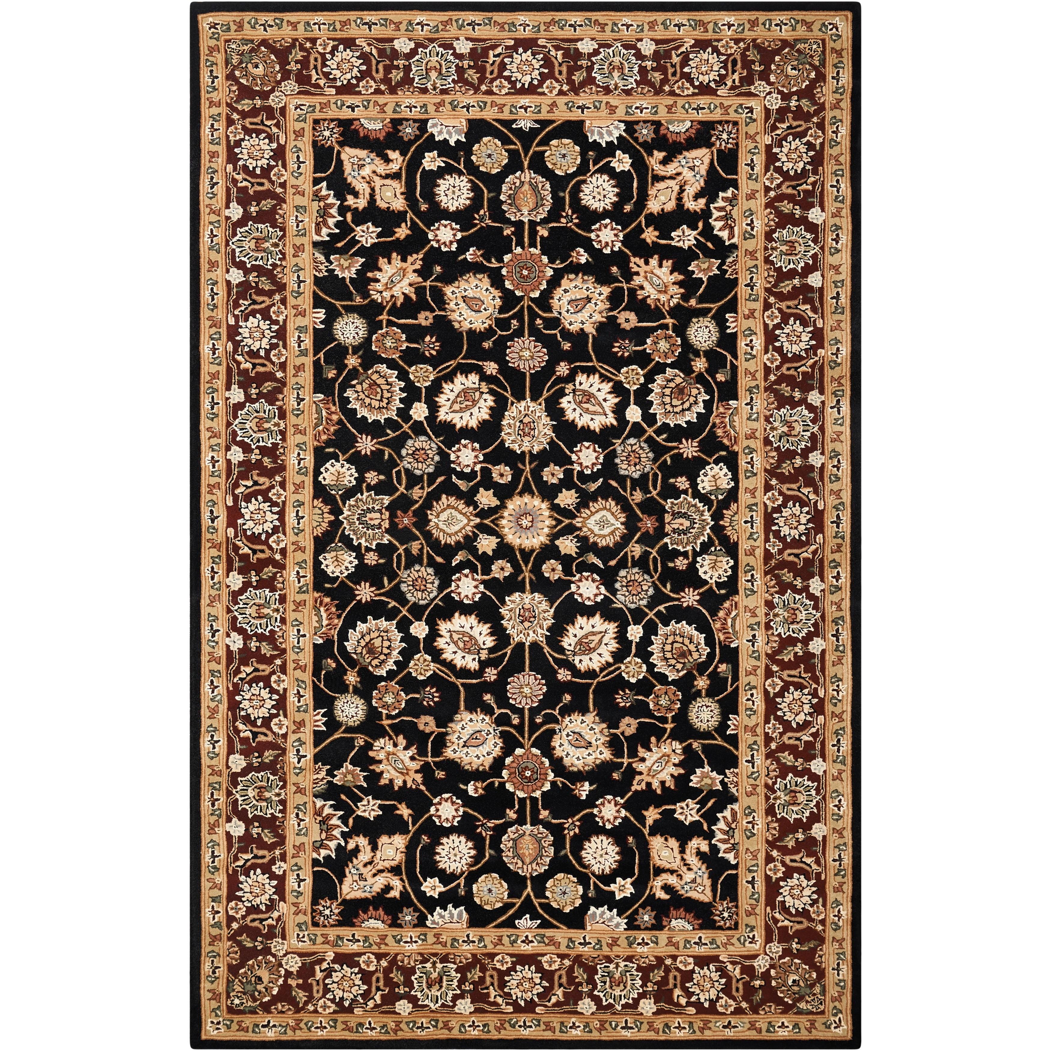 Nourison  Hand-tufted Area Rug 5'6" x 8'6" Contains Latex Border 0.51 - 0.75 inch 5' x 8' Indoor Burgundy Rectangle