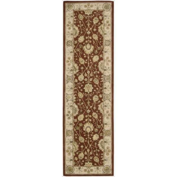 Nourison  Hand-tufted Area Rug Dark Red 2'3" x 8' Runner Contains Latex Wool Abstract 8' Runner Runner, Indoor, Handmade Rust