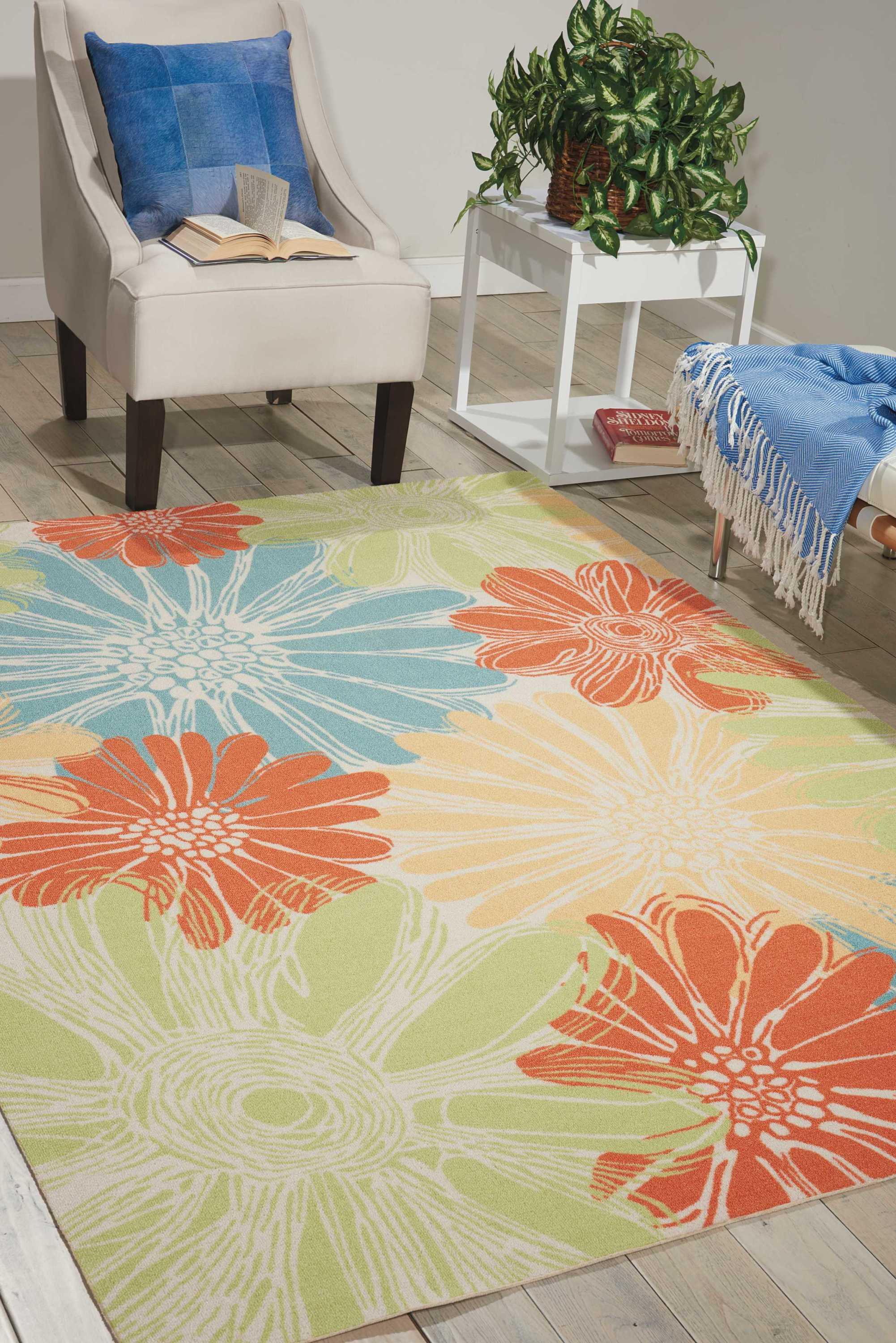 Nourison Home & Garden Ivory Indoor/Outdoor Area Rug RS022 5'3" x 7'5"