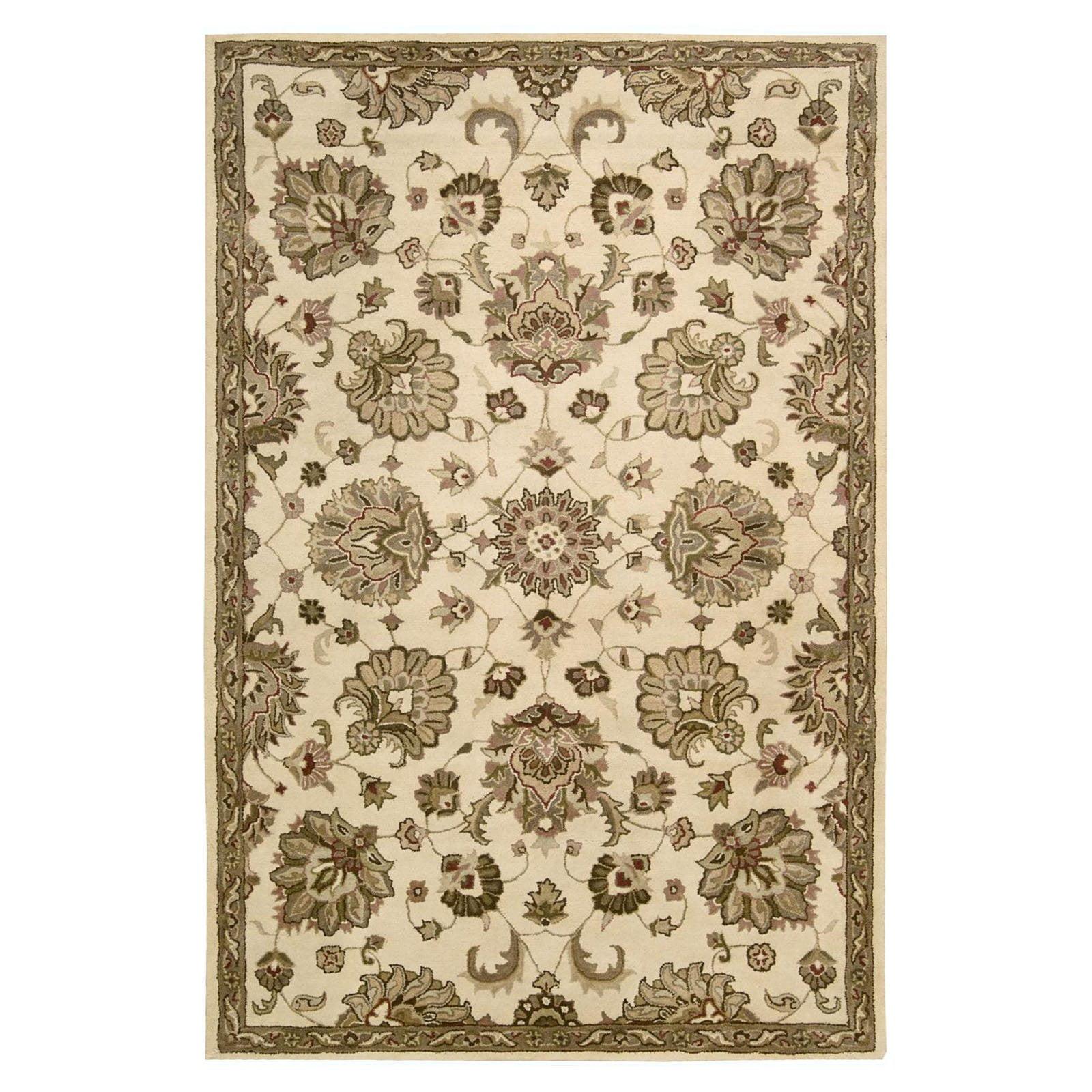 Ivory Hand-Tufted Wool Rectangular Rug, 8.25 x 11.5 ft.