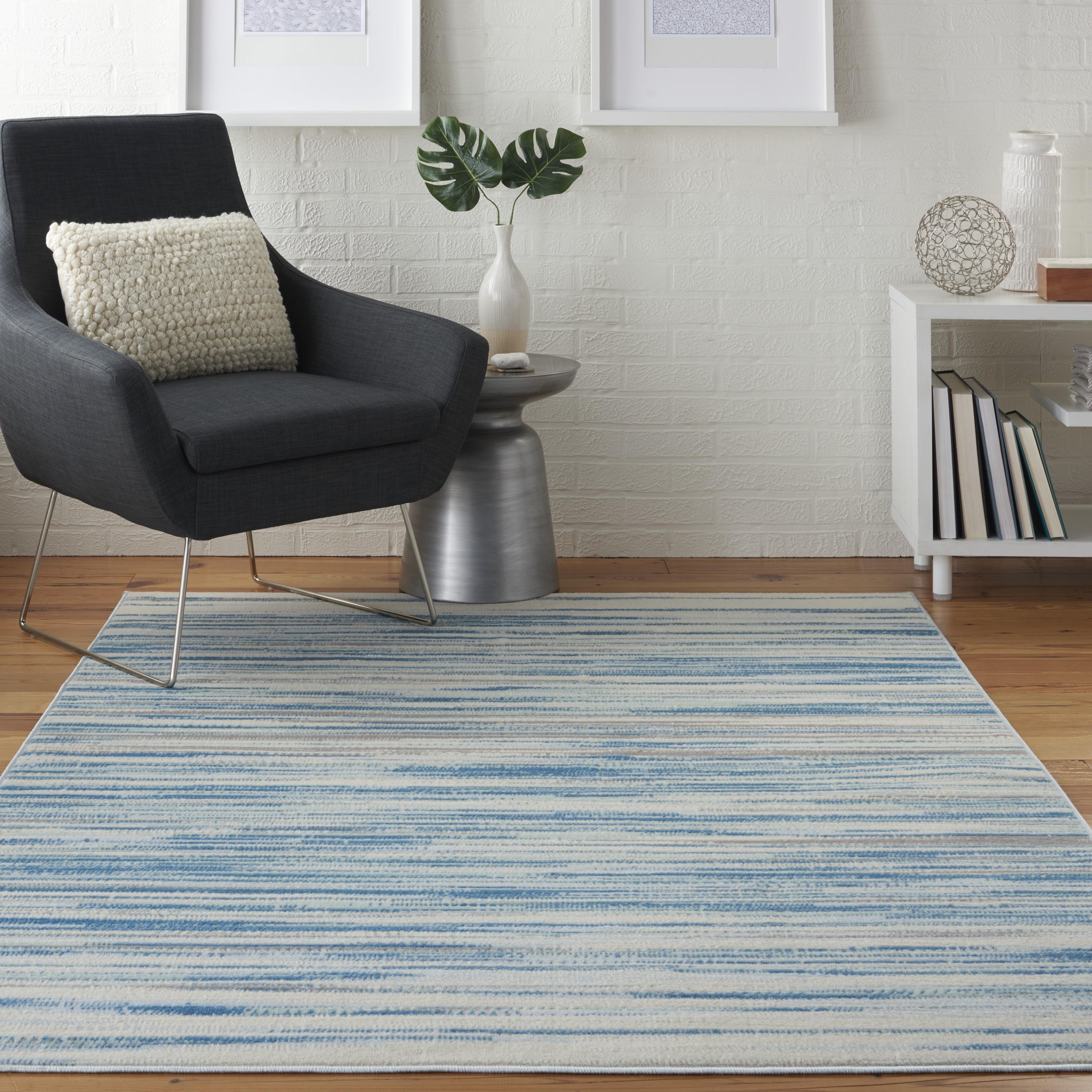 Nourison Jubilant 5'3" x 7'3" (5' x 7') Blue Area Rug Coastal Contemporary Striped by Nourison