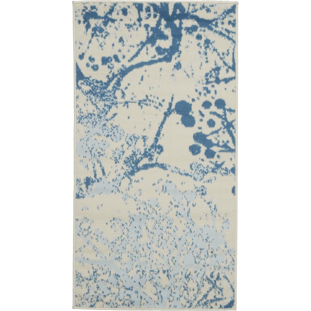 Nourison Jubilant 2' x 4' Ivory/Blue Area Rug Contemporary Artistic Abstract by Nourison