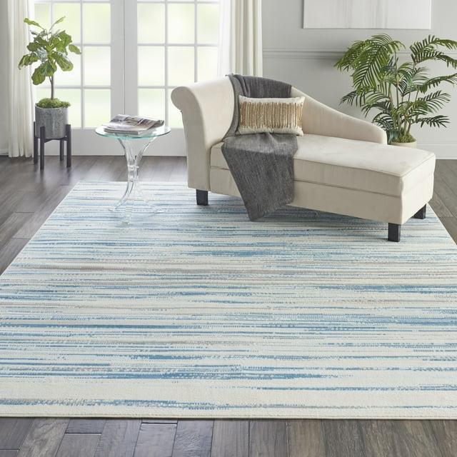 Nourison Jubilant 7'10" x 9'10" (8' x 10') Blue Area Rug Coastal Contemporary Striped by Nourison