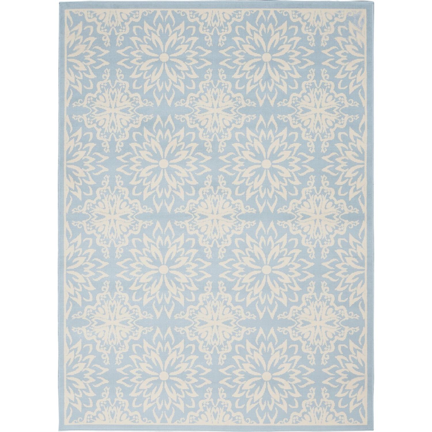 Nourison Jubilant Floral Ivory/Light Blue 6' x 9' Area Rug, (6x9)