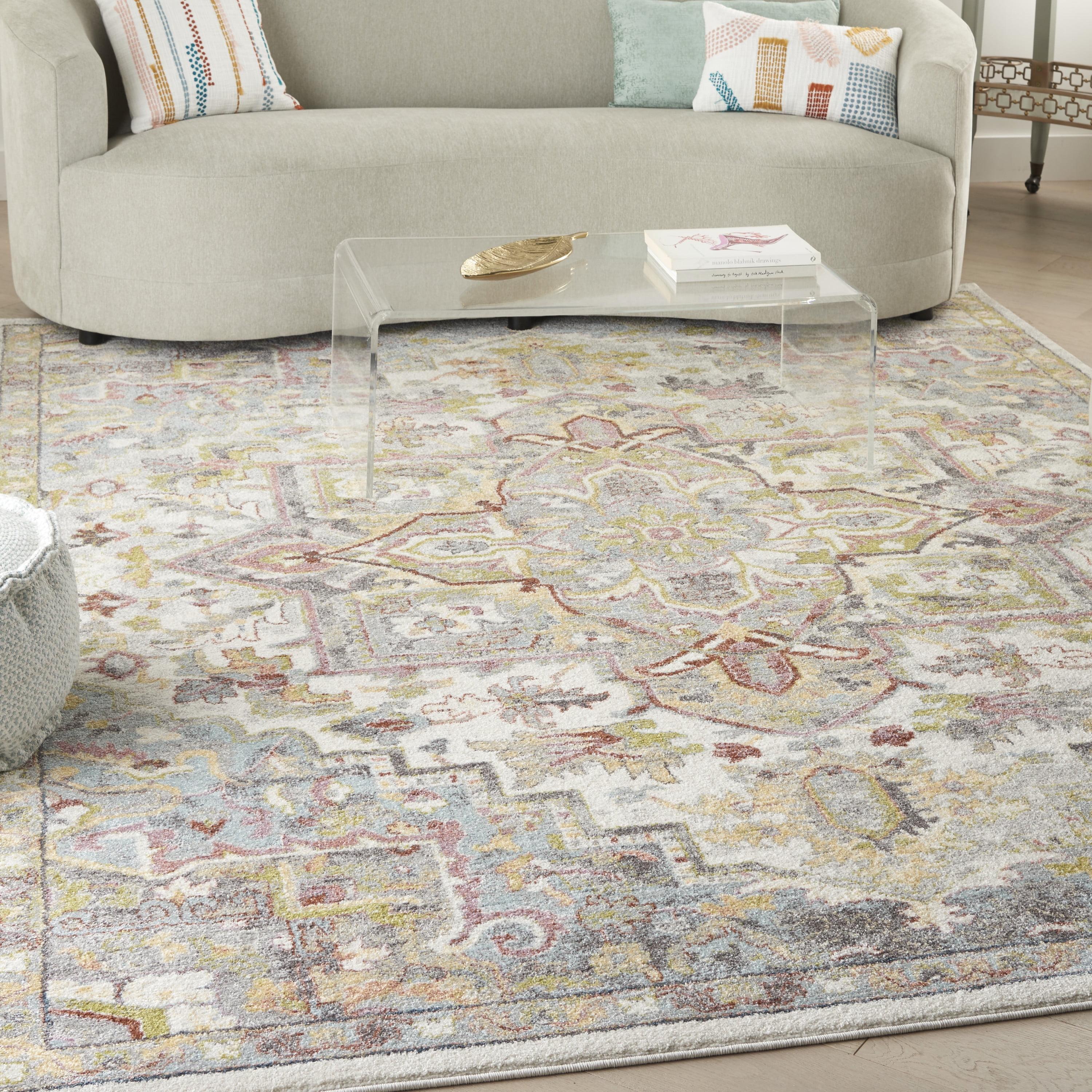 Ivory/Multi 9' x 12' Hand-knotted Synthetic Area Rug