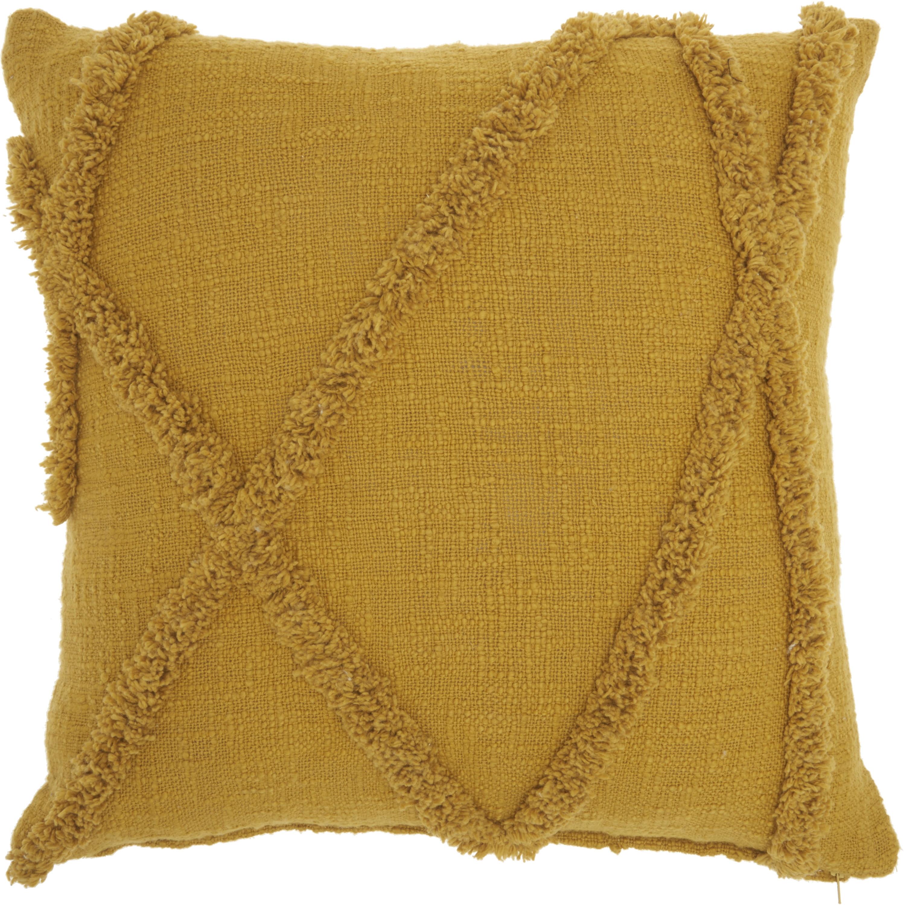 18"x18" Distressed Diamond Square Throw Pillow Mustard - Mina Victory: Cotton, Zipper Closure, Indoor Use