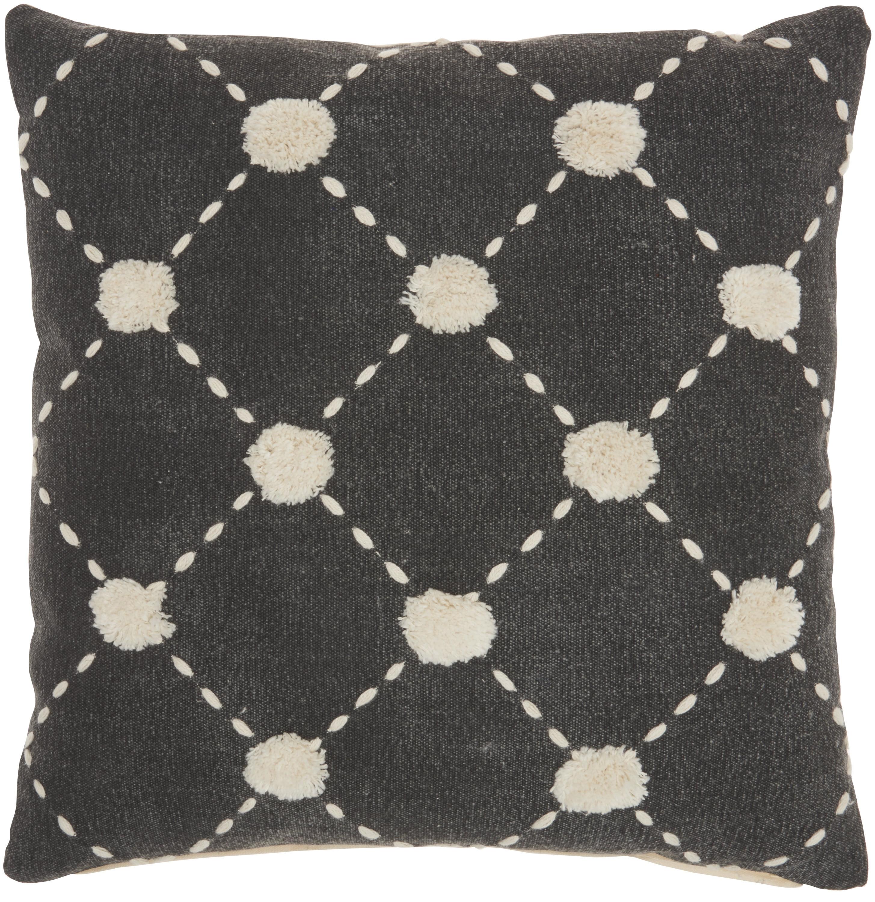 Charcoal Embroidered Cotton Square Throw Pillow Set