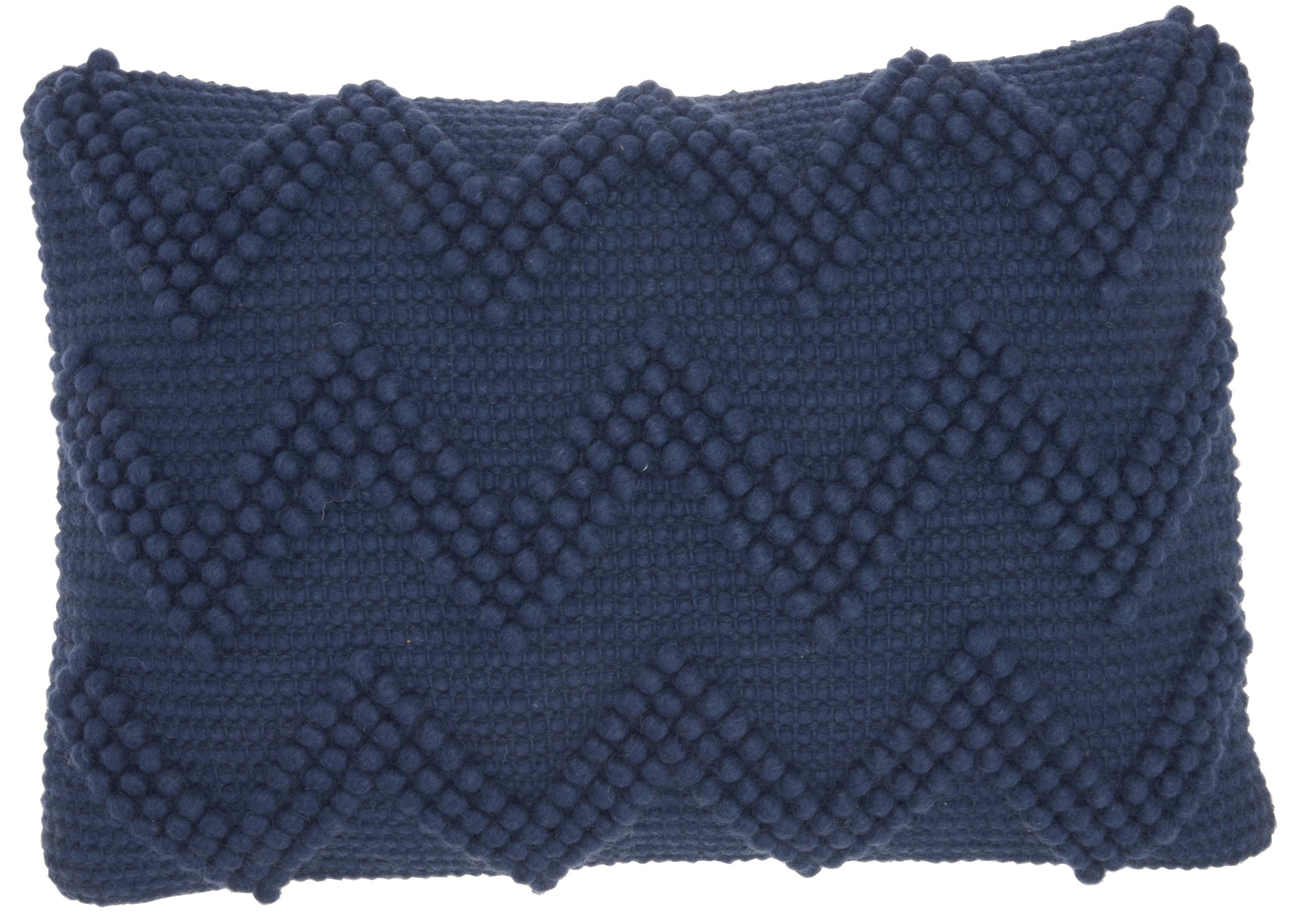 Large Chevron Indigo Textured Lumbar Throw Pillow Set