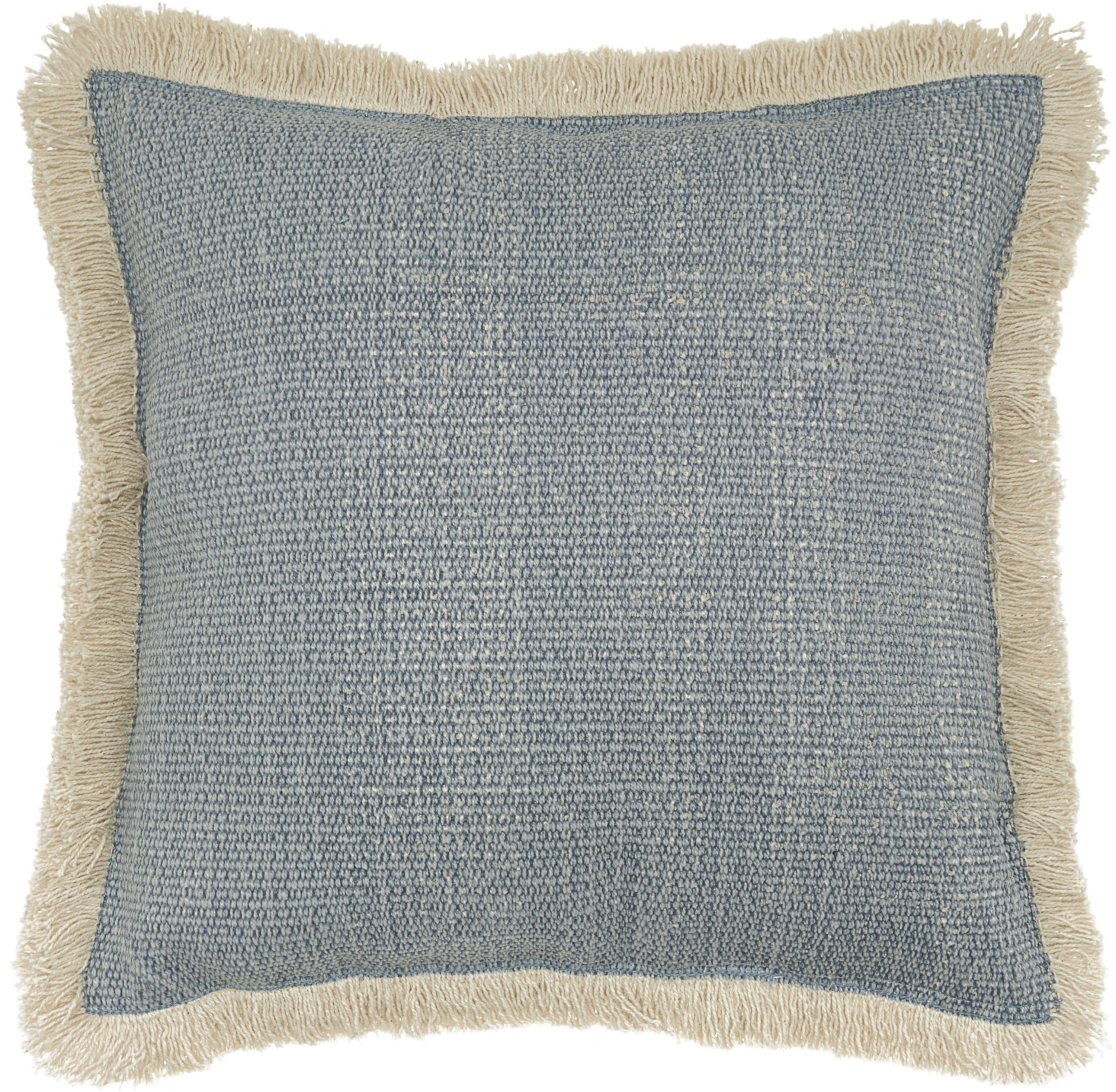 Ocean Blue Cotton Stonewash Square Throw Pillow 18" x 18"