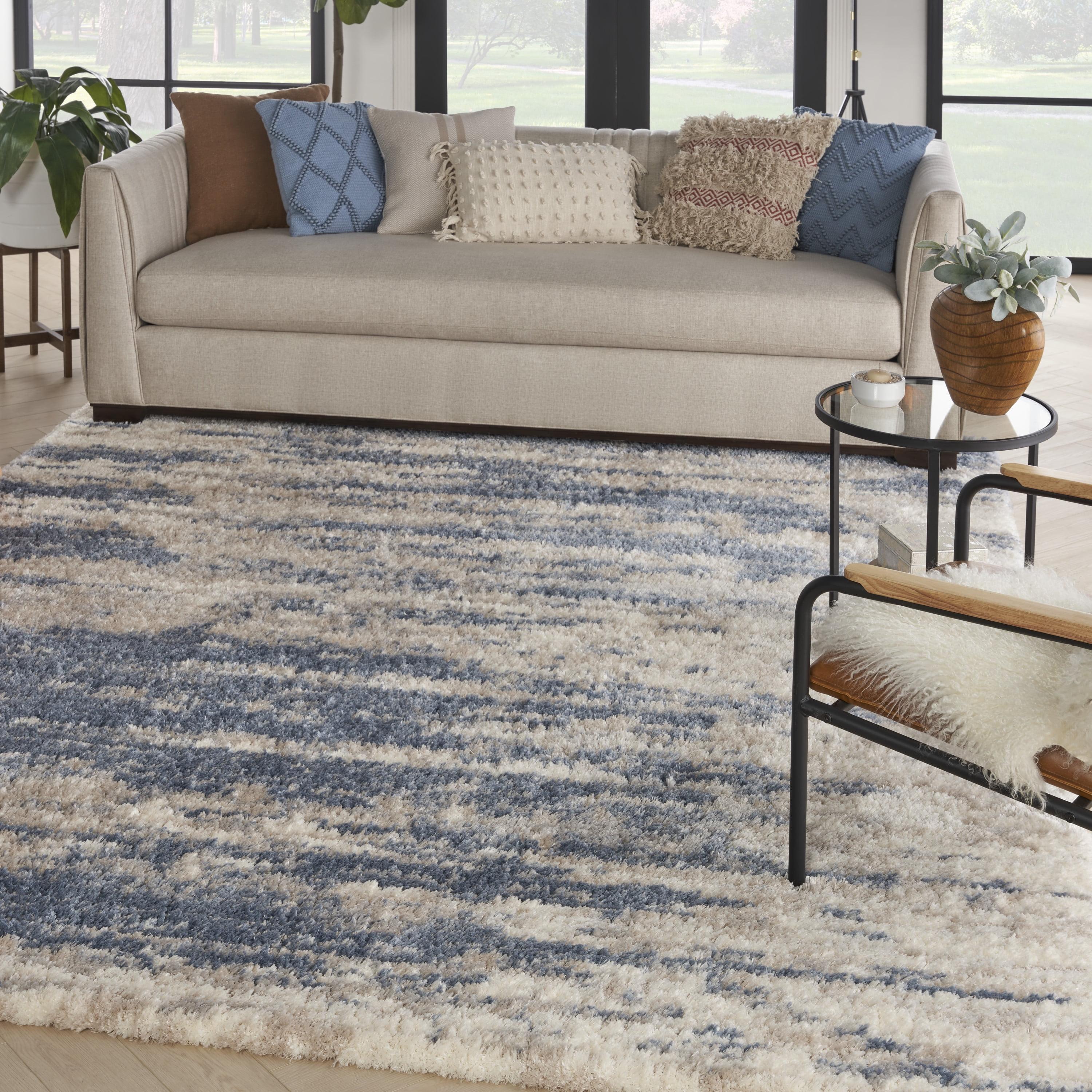 Serene Abstract Light Blue Shag Rug 6' x 9'