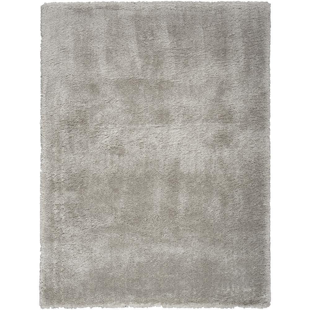 Nourison Luxurious Shag Silver 4' x 6' Area Rug, Solid, Plush, Bed Room, Living Room, Dining Room, Kitchen, Easy Cleaning, Non Shedding,