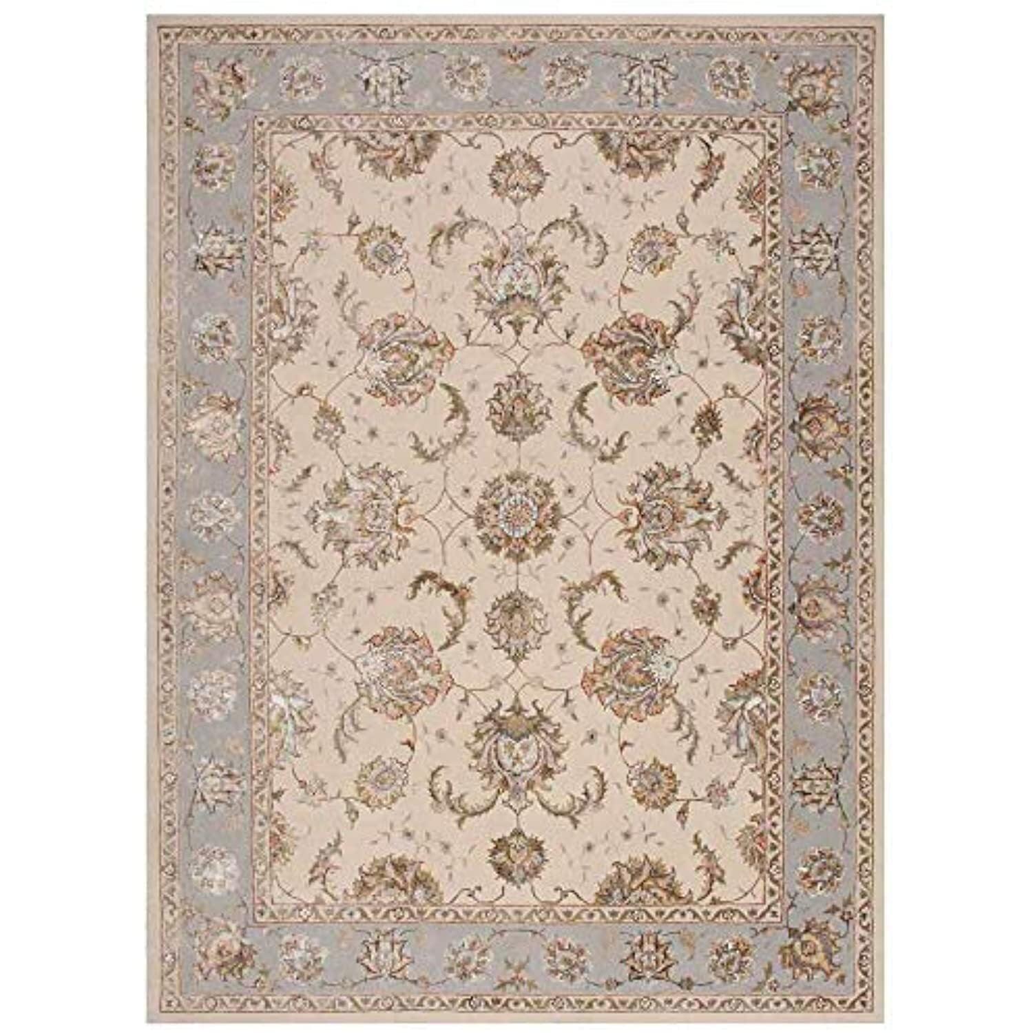 Elegant Ivory & Grey Hand-Tufted Wool Blend 5' x 7' Area Rug