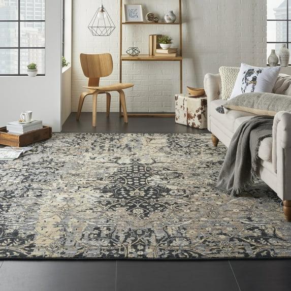 Nourison Majestic MST01 Black/Beige/Gray Indoor Area Rug - 7'9 x 9'9
