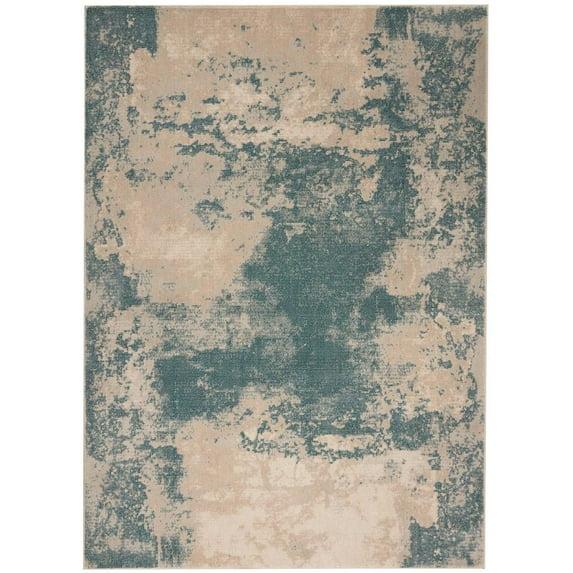 Nourison Maxell Transitional Abstract Area Rug Ivory/Teal 5'3" x 7'3"