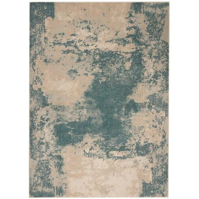Nourison Maxell Transitional Abstract Area Rug Ivory/Teal 5'3" x 7'3"