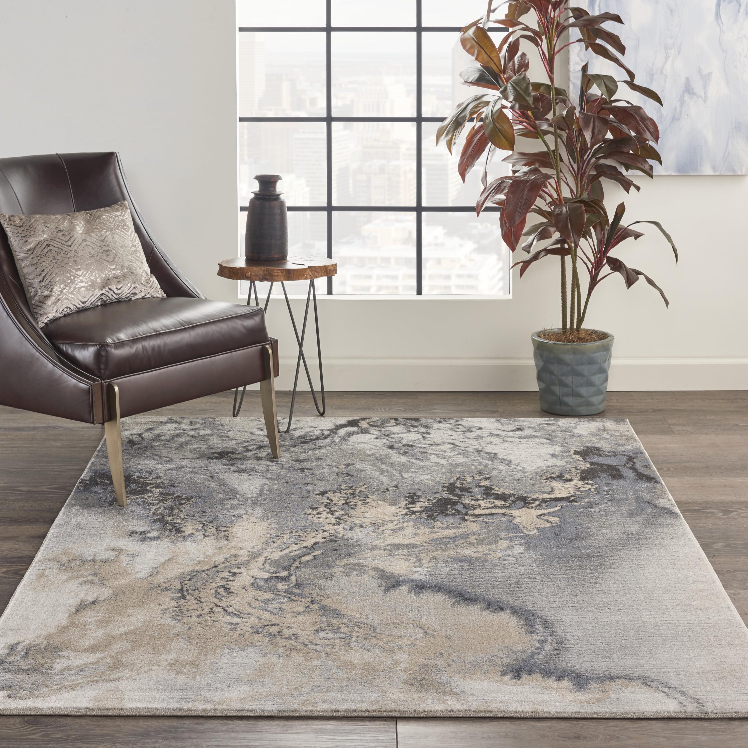 Maxell Abstract Swirl 46"x70" Synthetic Area Rug in Gray