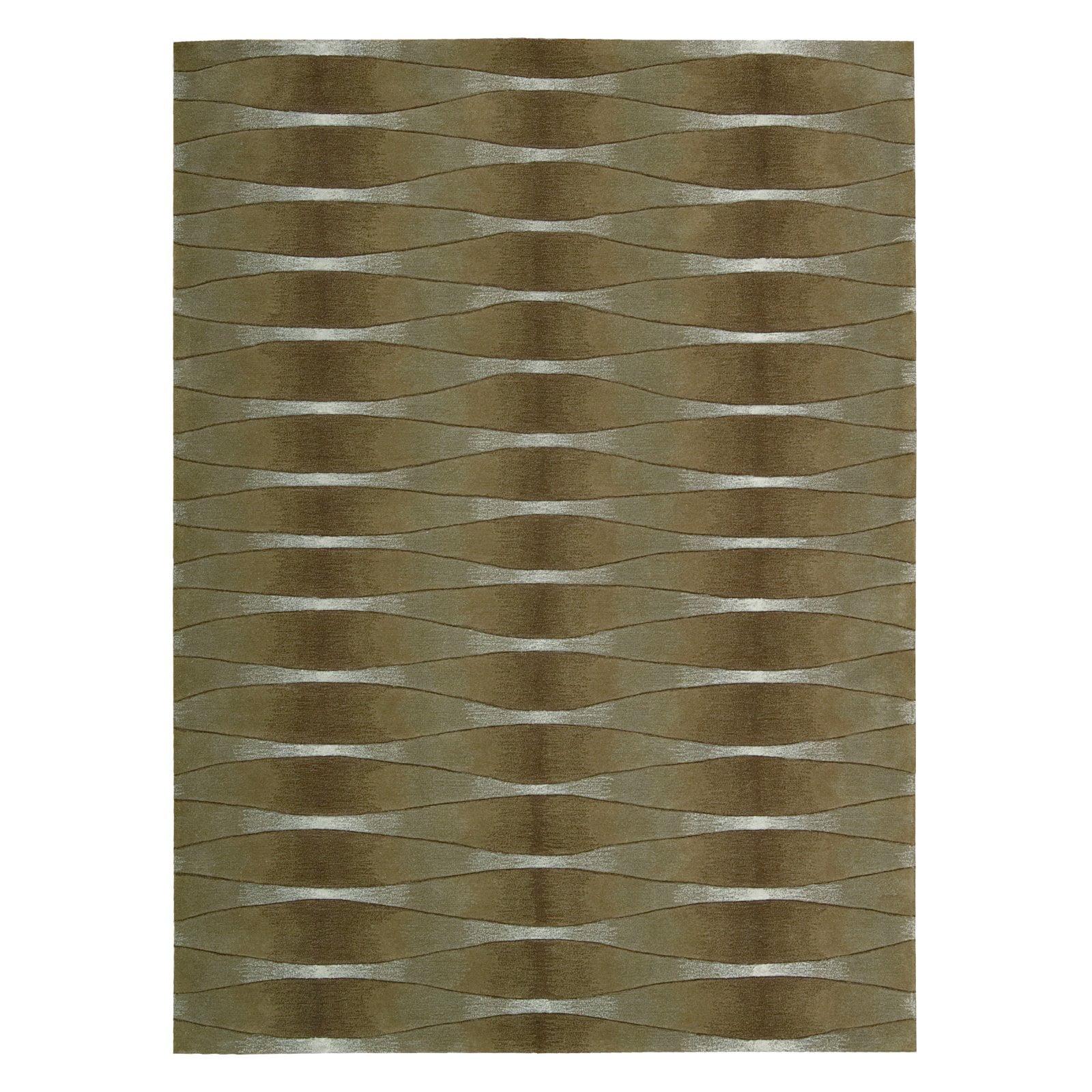 Khaki and Beige Hand-Tufted Area Rug 5'6" x 7'5"