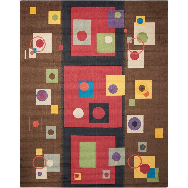 Nourison Modern Art Brown/ Multi Polyester Rug 4' x 6' 4' x 6'
