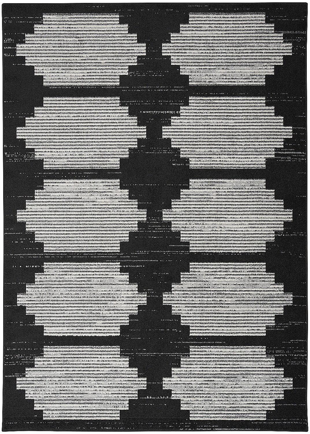 Geometric Bliss Black & Grey Synthetic 6' x 9' Area Rug