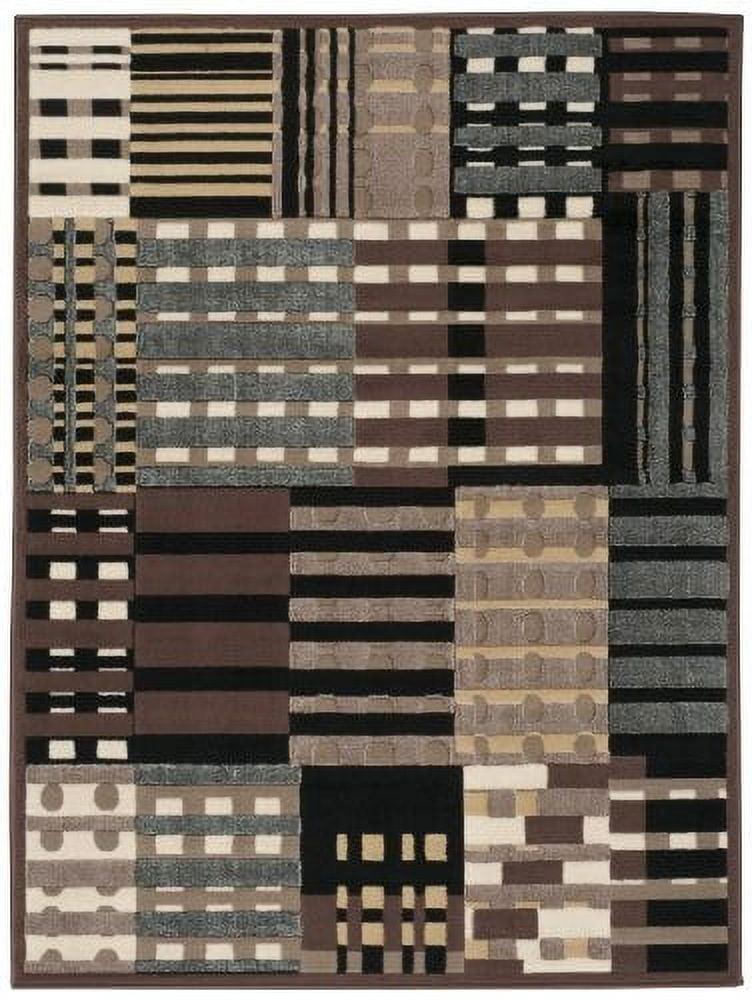 Gray and Brown Geometric Low Pile Area Rug