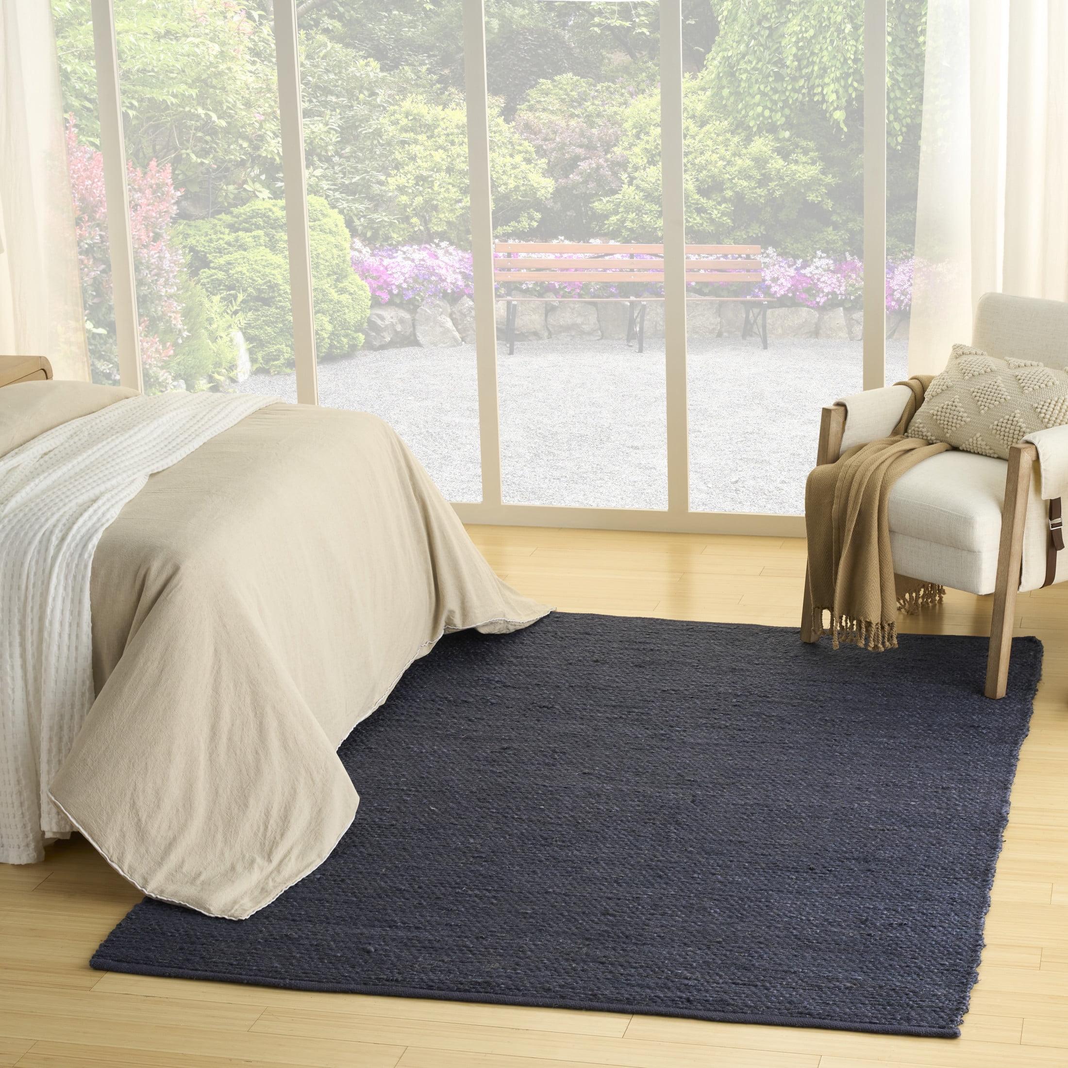 Nourison Natural Jute 4' x 6' Navy Farmhouse Indoor Rug