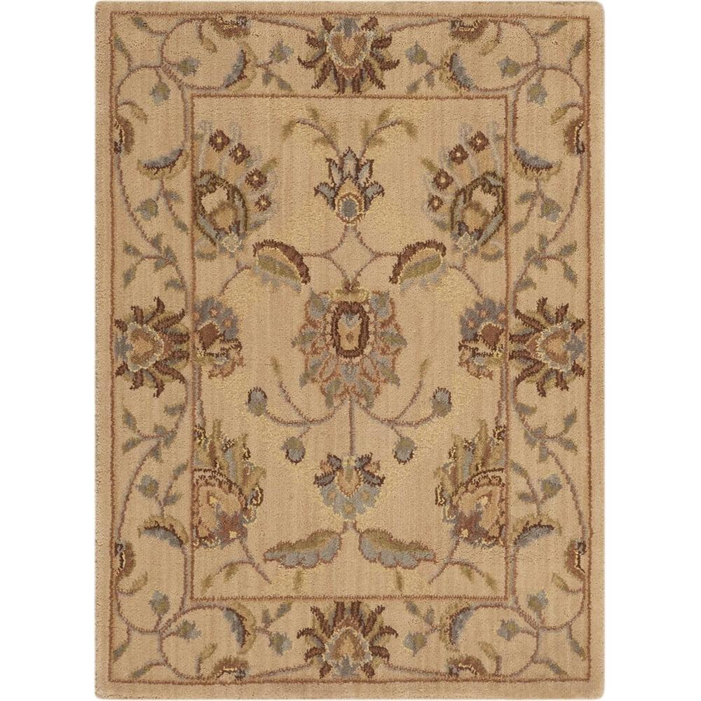 Elegant Ivory 4' x 6' Traditional Persian-Inspired Wool Blend Rug