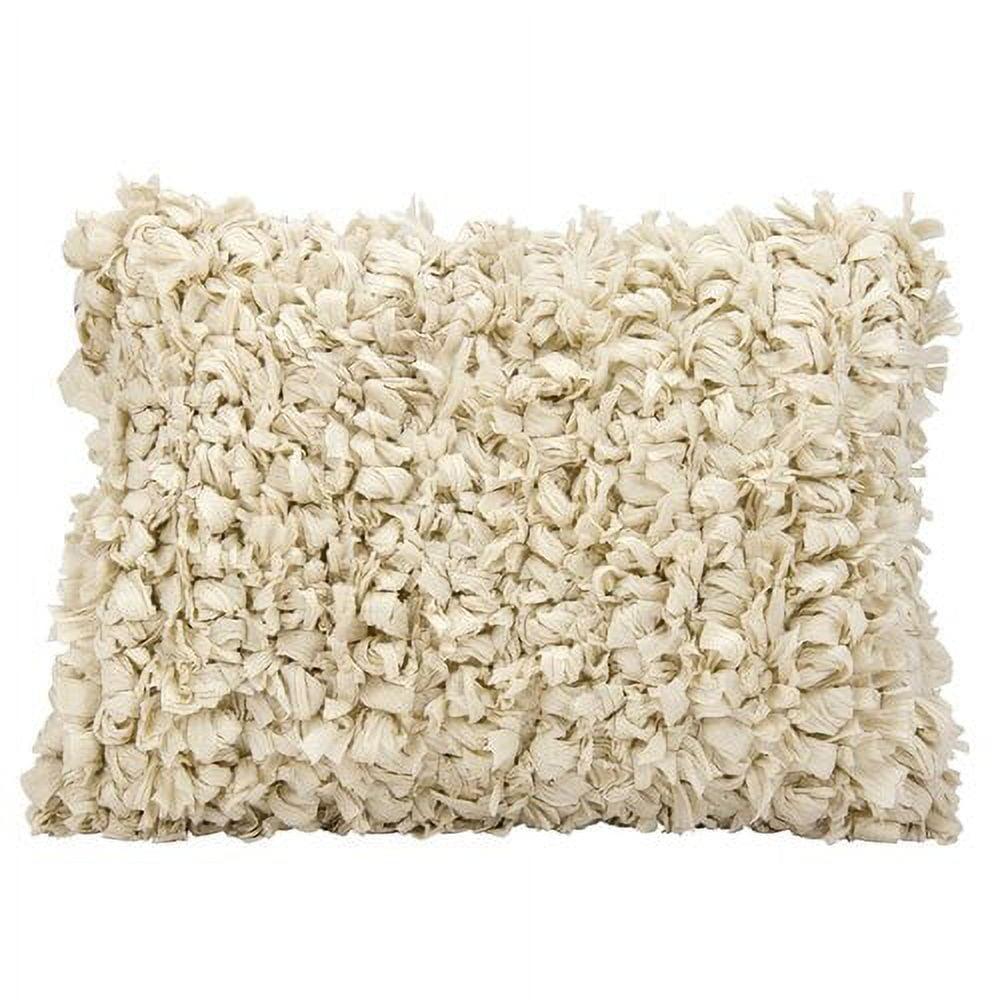 Beige Polyester Cotton Loop Shag Throw Pillow 14" x 20"