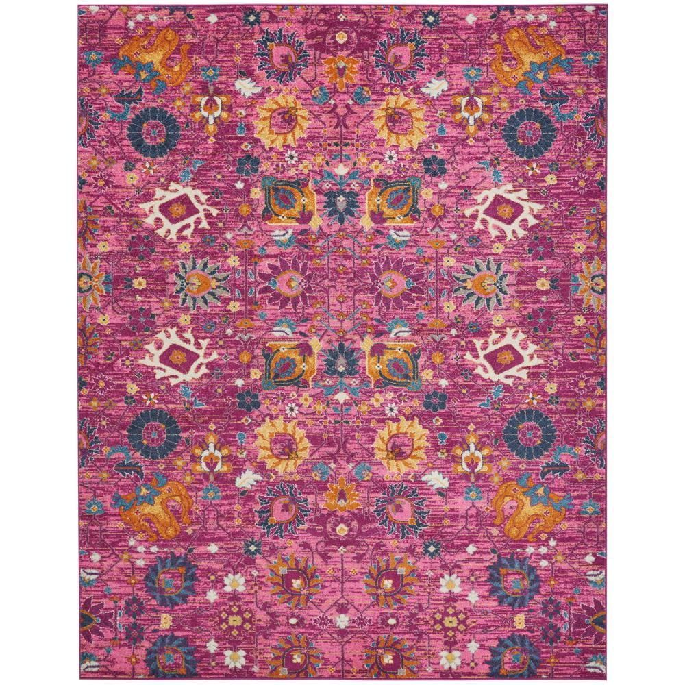 Fuchsia Floral Bliss Synthetic 8' x 10' Rectangular Area Rug