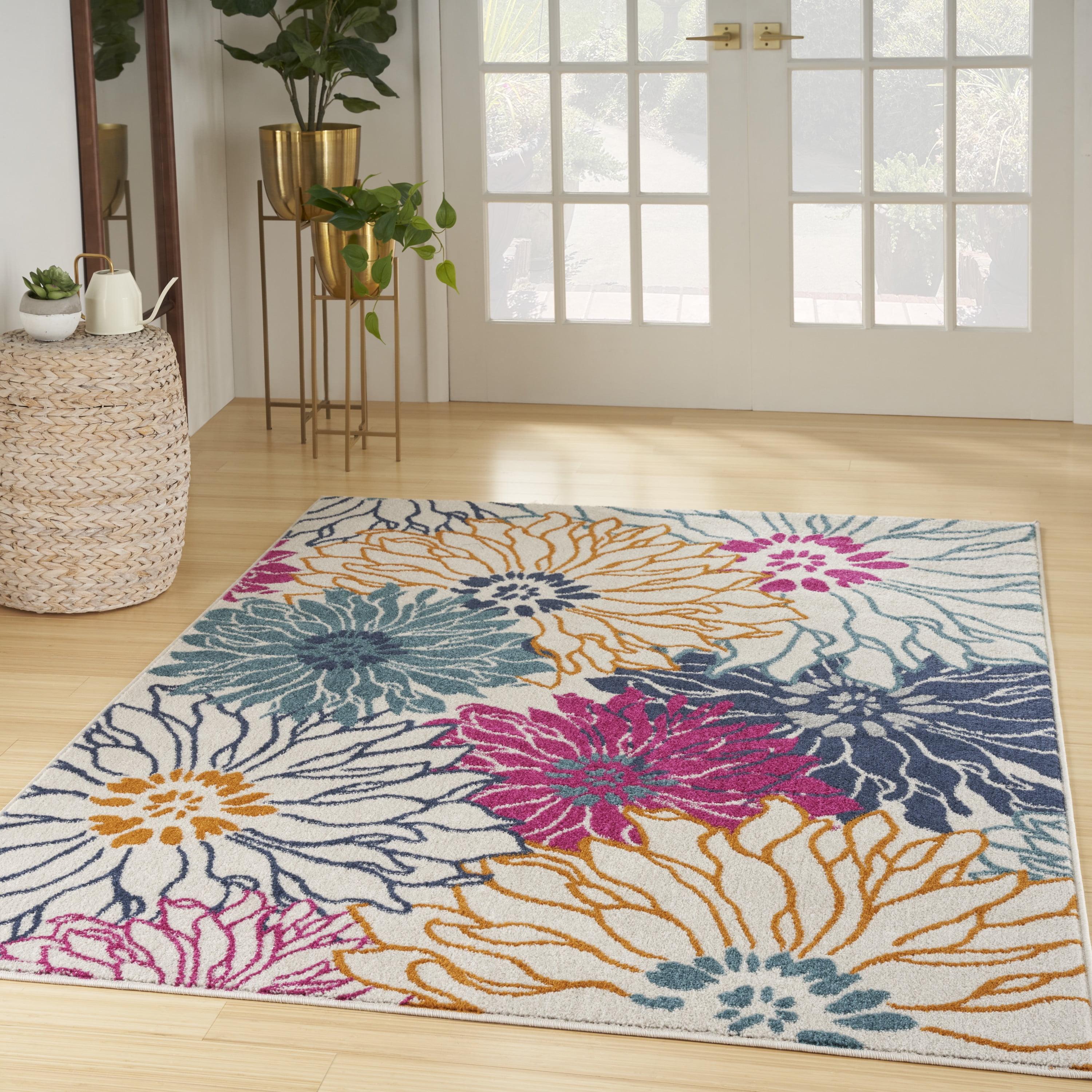 Handmade Off-White Floral Synthetic 8' x 10' Rug