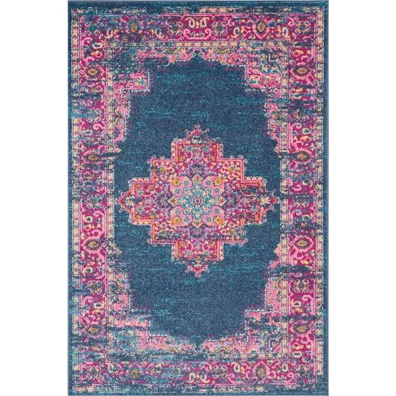 Nourison Passion Medallion Bohemian Indoor Rug Blue 3'9" x 5'9"