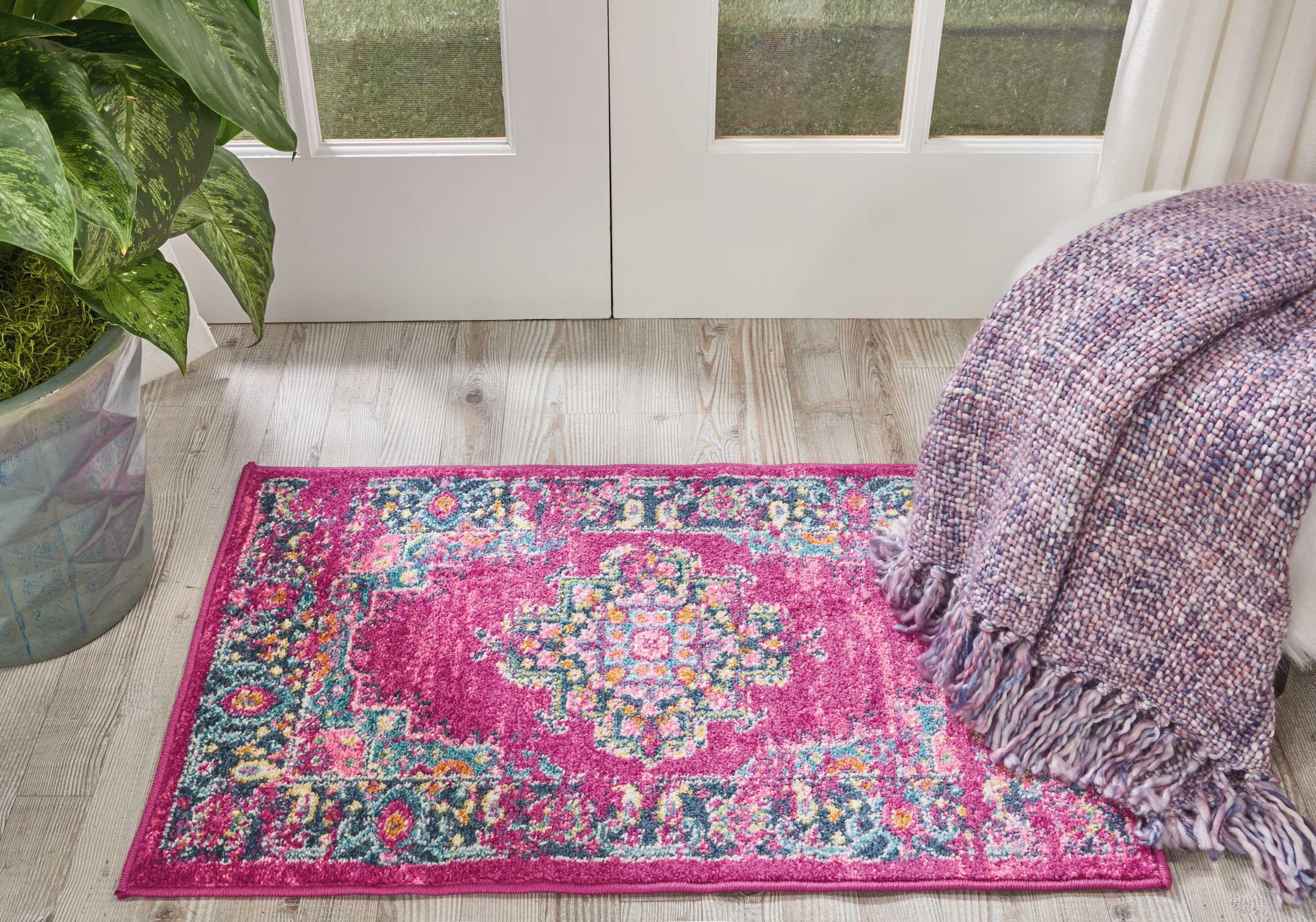 Nourison Passion Medallion Bohemian Indoor Rug Fuchsia 1'10" x 2'10"
