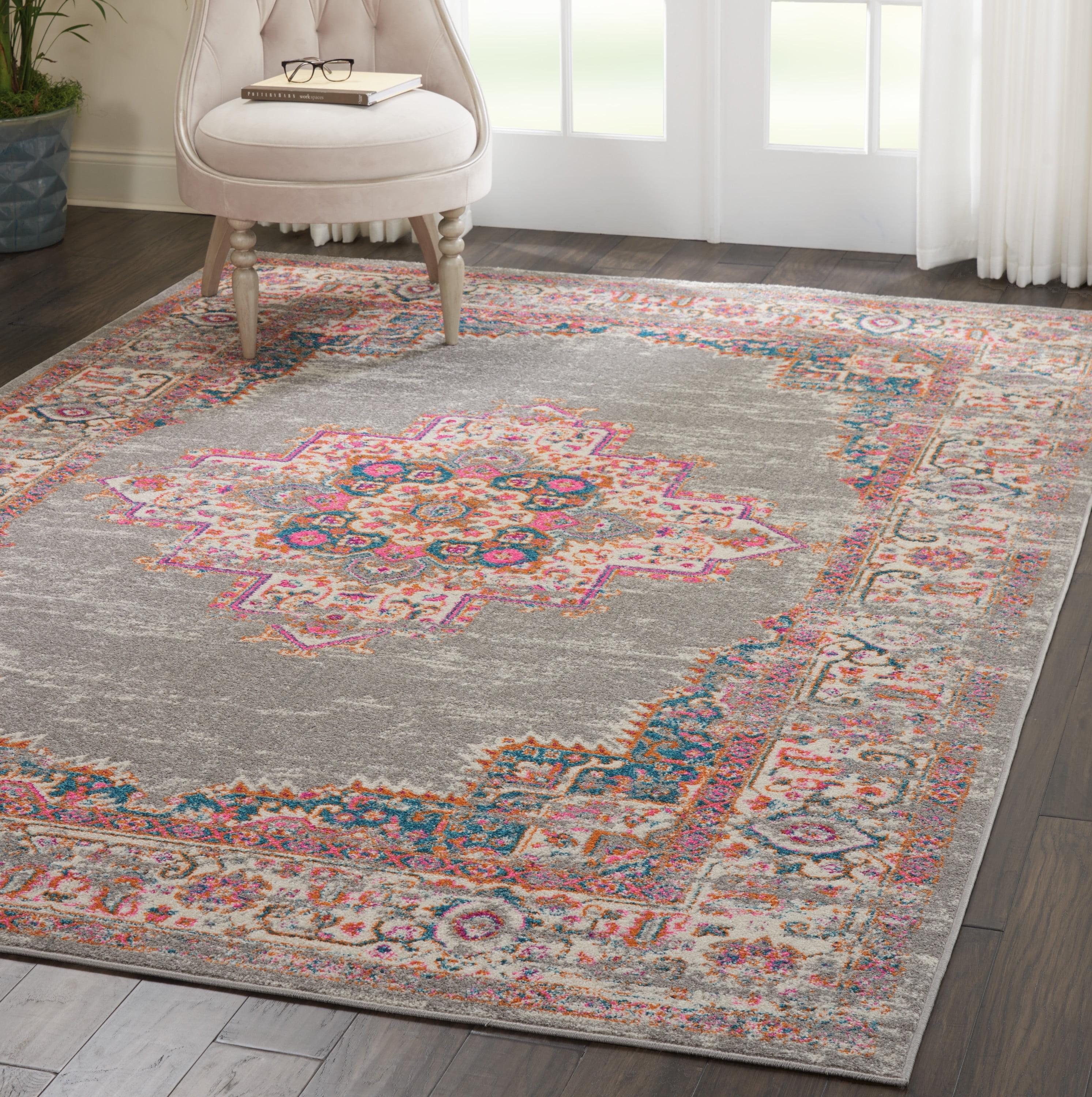 Gray Geometric Synthetic 8' x 10' Reversible Area Rug