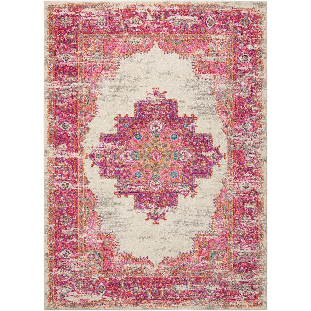 Nourison Passion Medallion Bohemian Indoor Rug Ivory/Fuchsia 5'3" x 7'3"