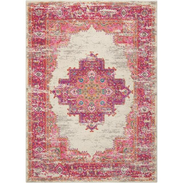 Nourison Passion Medallion Bohemian Indoor Rug Ivory/Fuchsia 5'3" x 7'3"