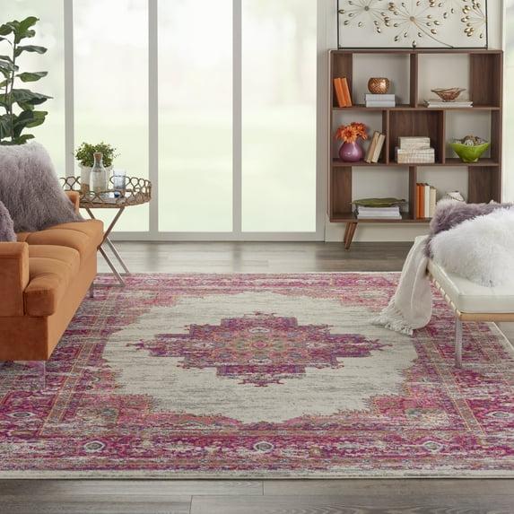 Nourison Passion Medallion Bohemian Indoor Rug Ivory/Fuchsia 8' x 10'