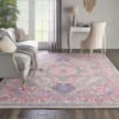 Nourison Passion Colorful Center Medallion Area Rug Light Grey/Pink 8' x 10'