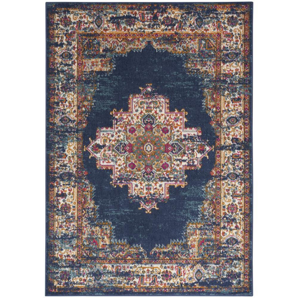 Nourison Passion Medallion Bohemian Indoor Rug Navy 5'3" x 7'3"