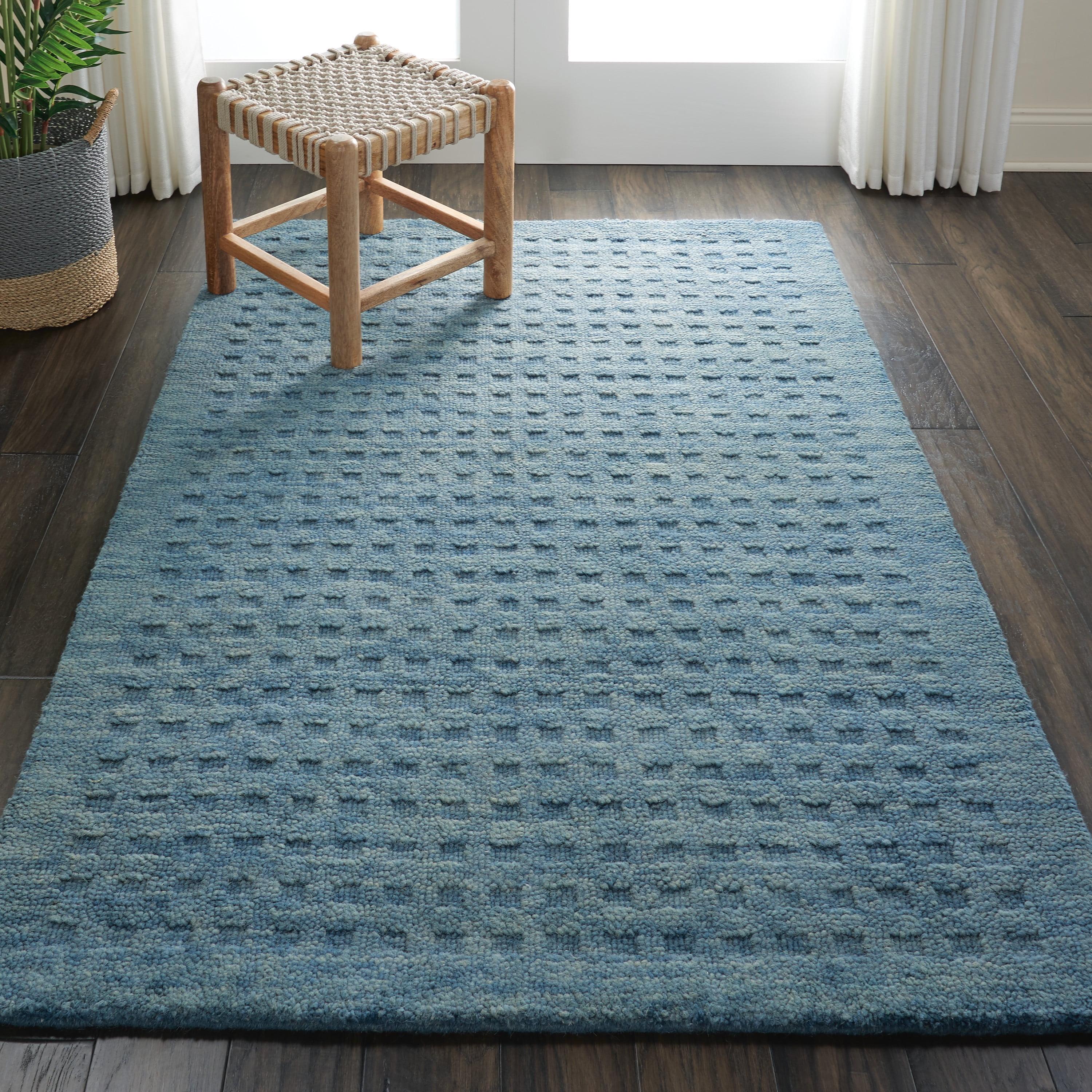 Artisan Denim Blue Handwoven Wool 4'x6' Rectangular Rug