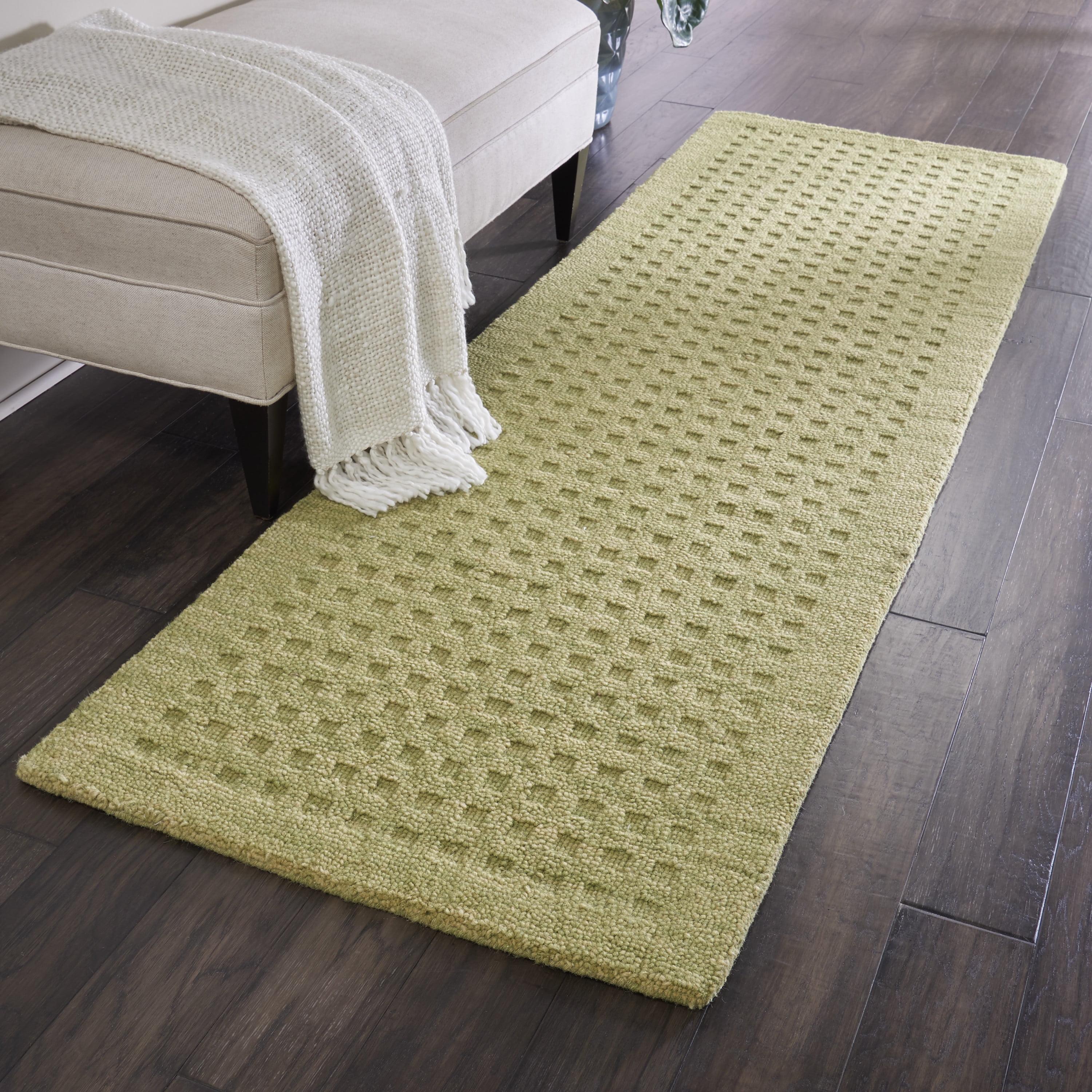 Lush Green Handmade Wool Runner Rug 27" x 9"