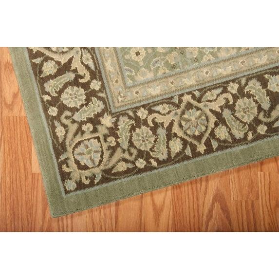 Nourison  Persian Empire Traditional Floral Bordered Area Rug Green 5'3" x 7'5" Latex Free Wool,Synthetic,Viscose Border 6' x 9' Indoor Living