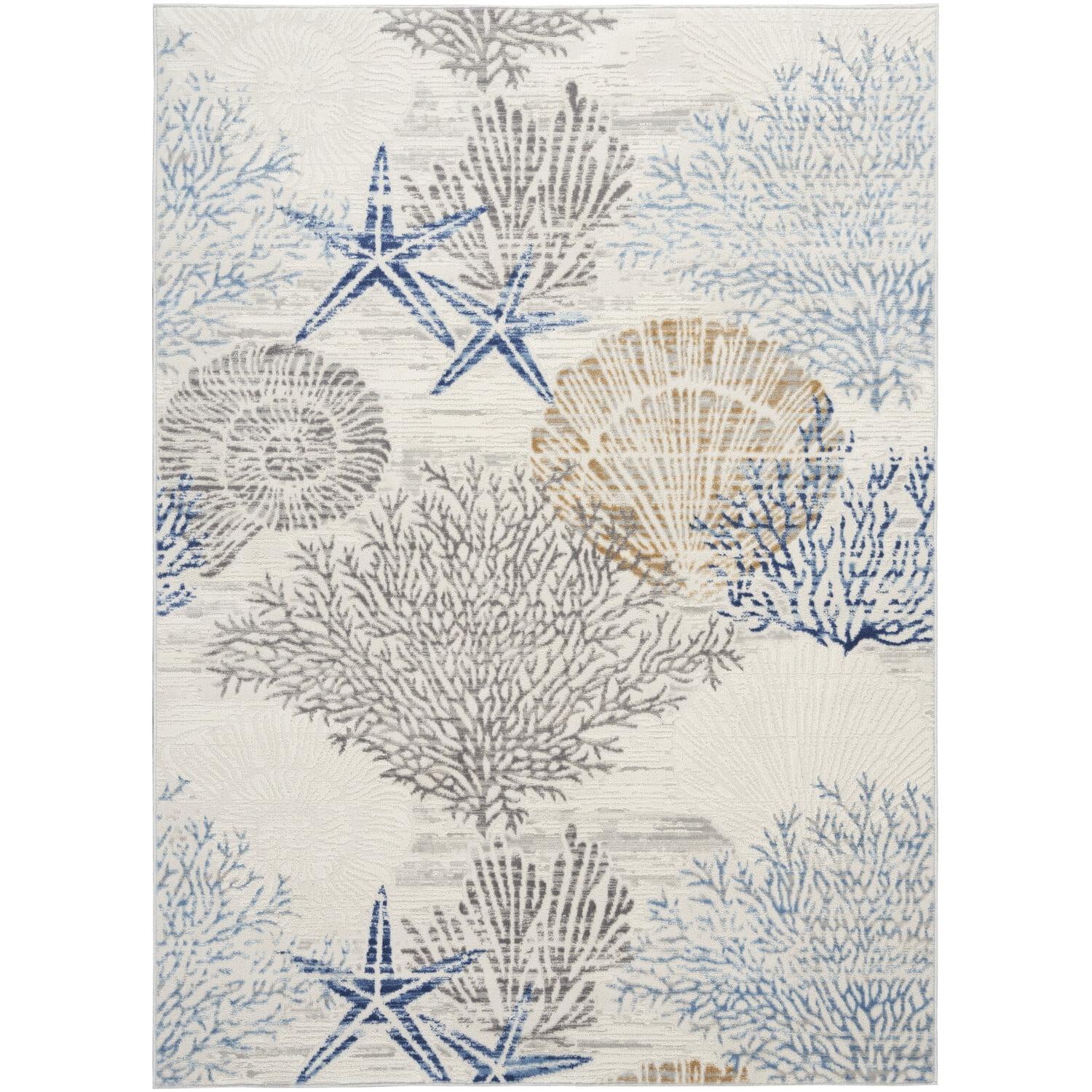 Pompeii Blue and Ivory Nautical 5' x 7' Area Rug