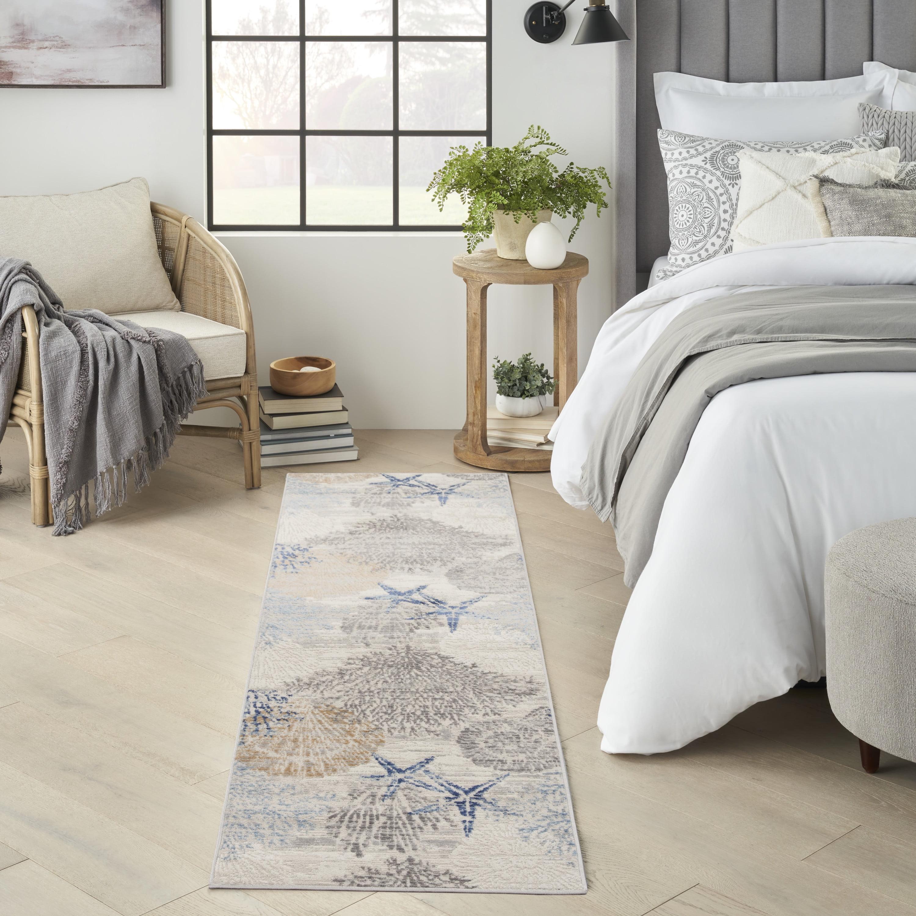 Nourison Pompeii Nautical Indoor Rug Ivory Grey Blue 2'3" x 7'6"