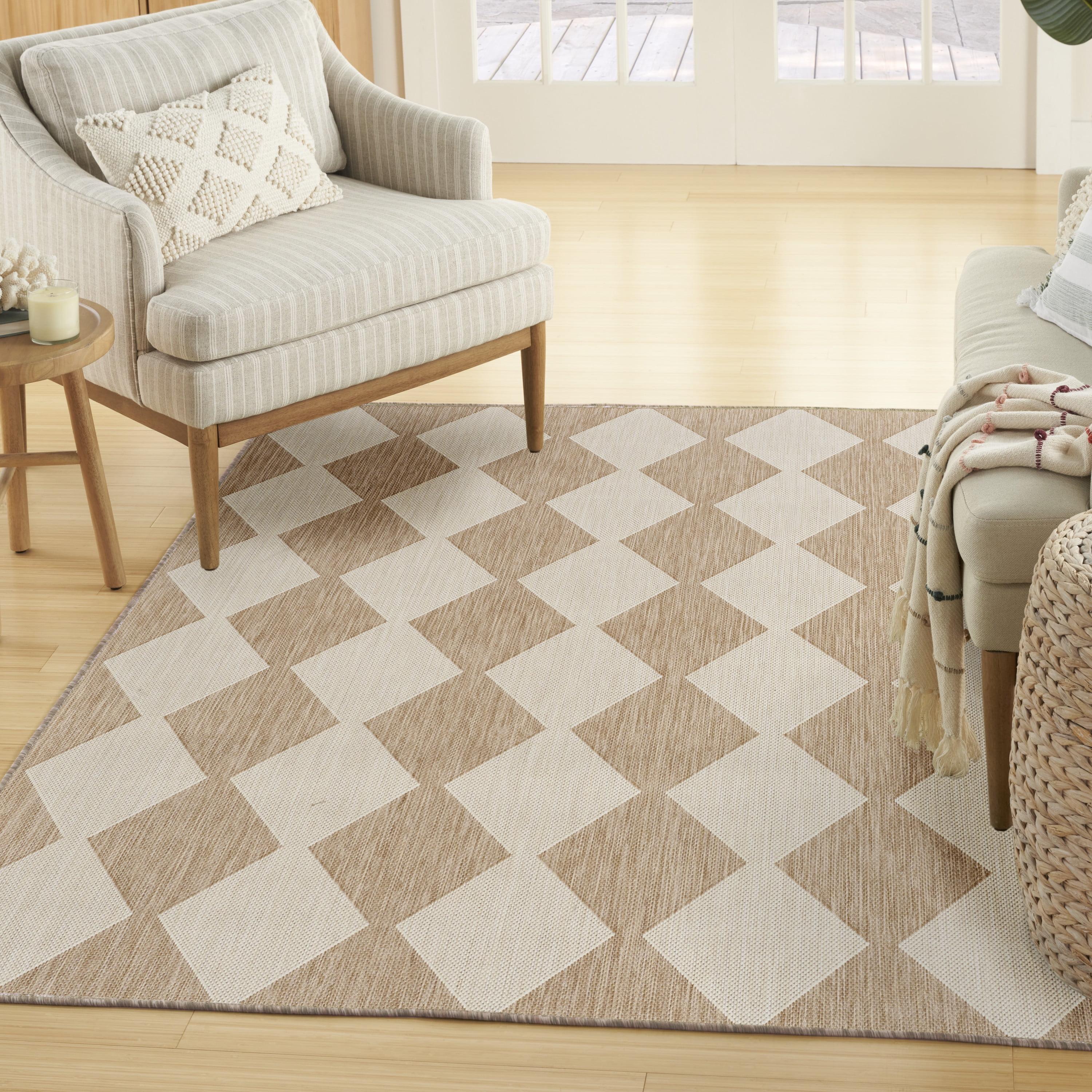 Nourison Positano 4' x 6' Jute Diamond Modern Flatweave Indoor/Outdoor Rug