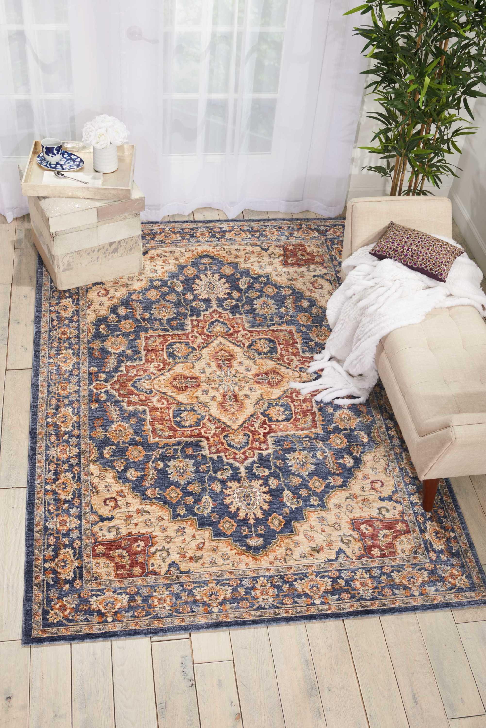 Nourison Reseda Persian Blue 7'10" x 9'10" Area Rug, (8x10)